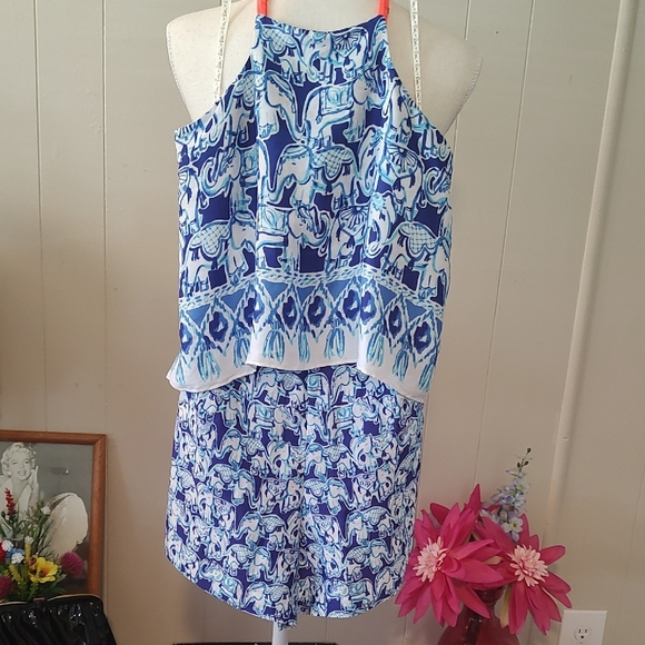 Lilly Pulitzer Elephant Print Romper XS - Picture 2 of 13